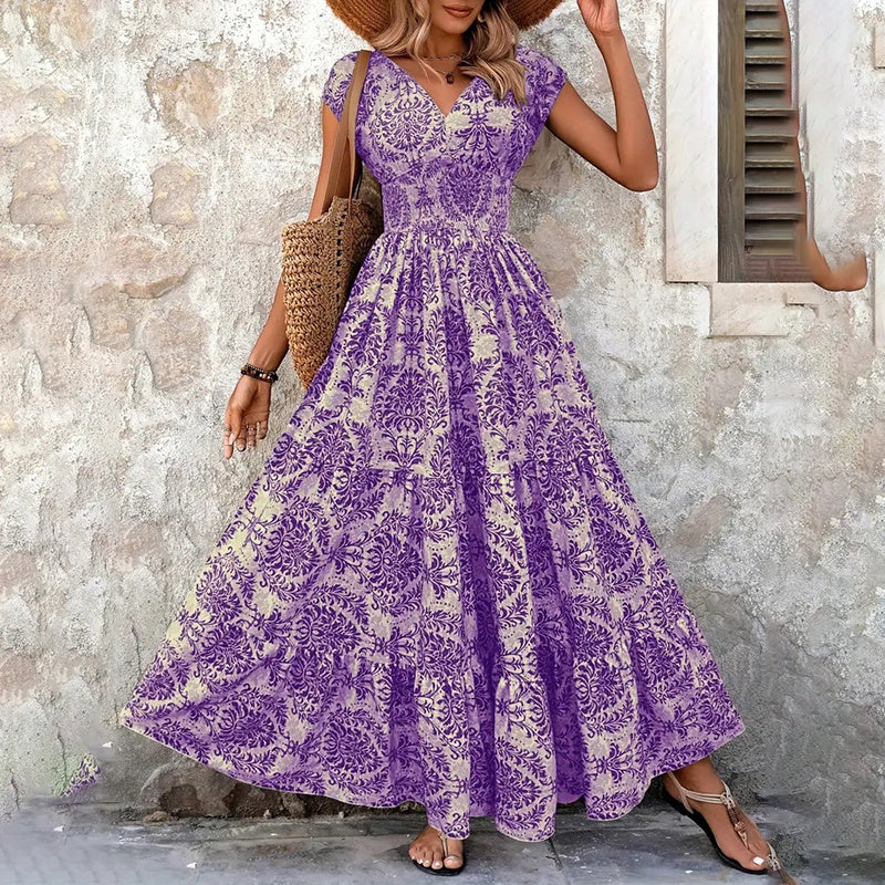 Maxi Robe Sexy à Manches Courtes