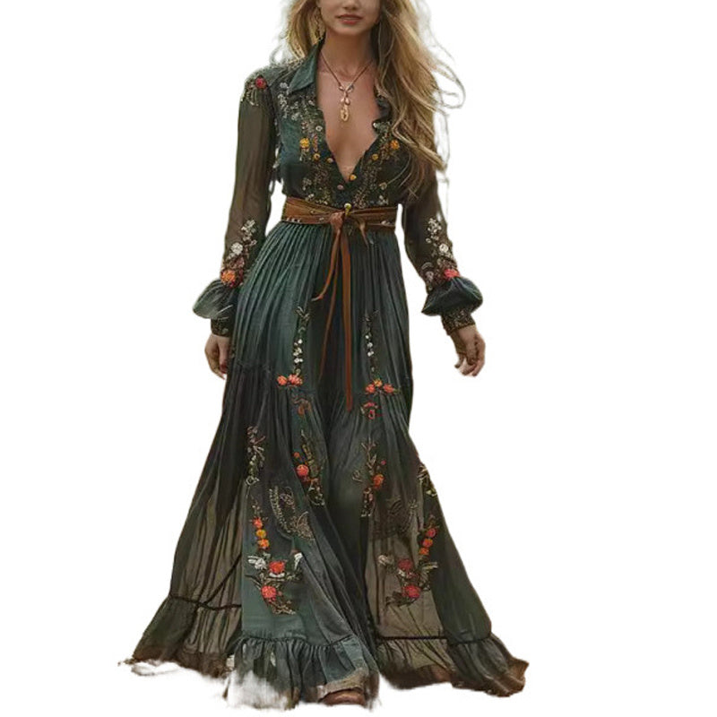 Robe Fleurie Col Revers Mode