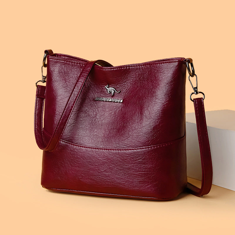 Sac à Épaule Décontracté en Cuir Souple Grande Capacité