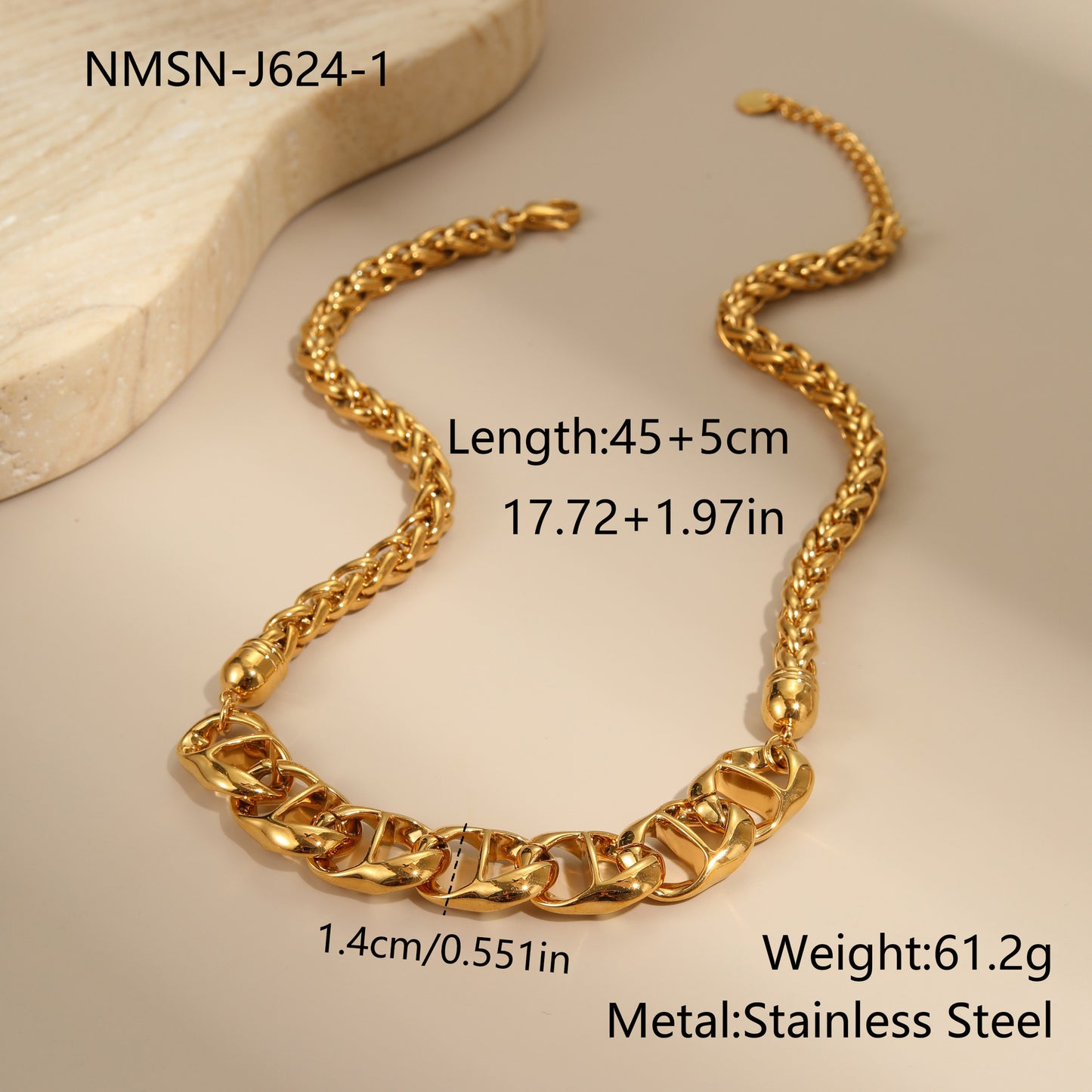 Collier à Gros Maillons Élégant et Tendance .ne se décolore