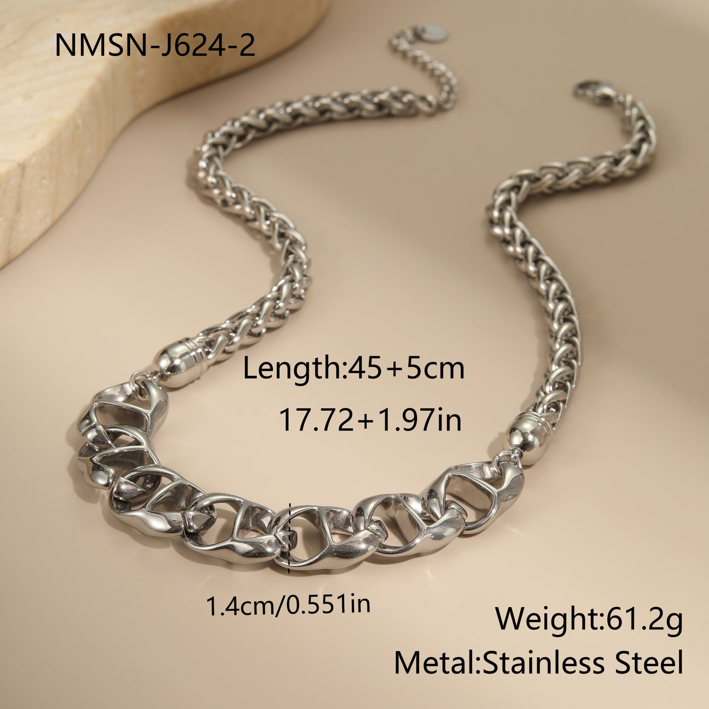 Collier à Gros Maillons Élégant et Tendance .ne se décolore