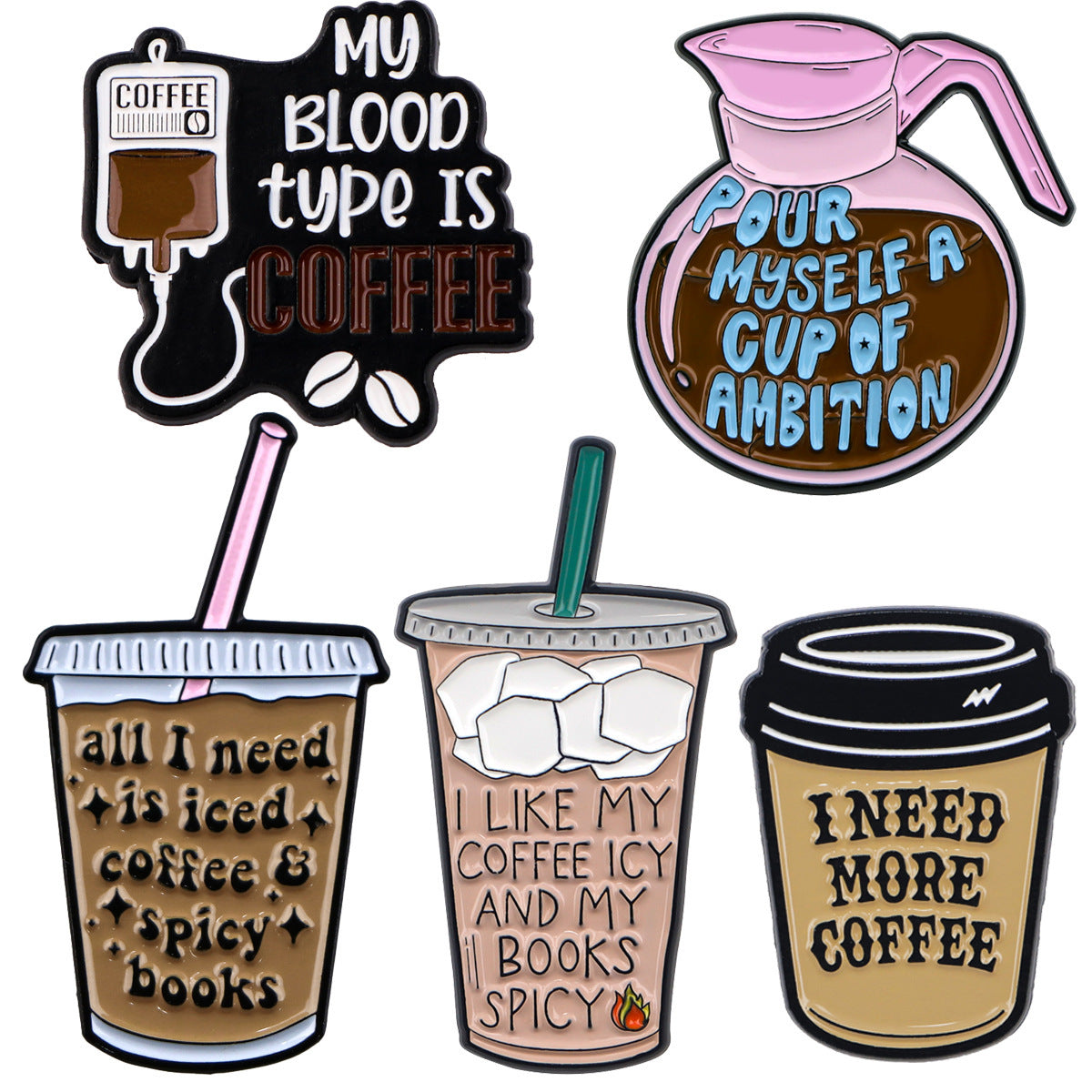 Ensemble de Broches Fun – Esprit Café et Lifestyle