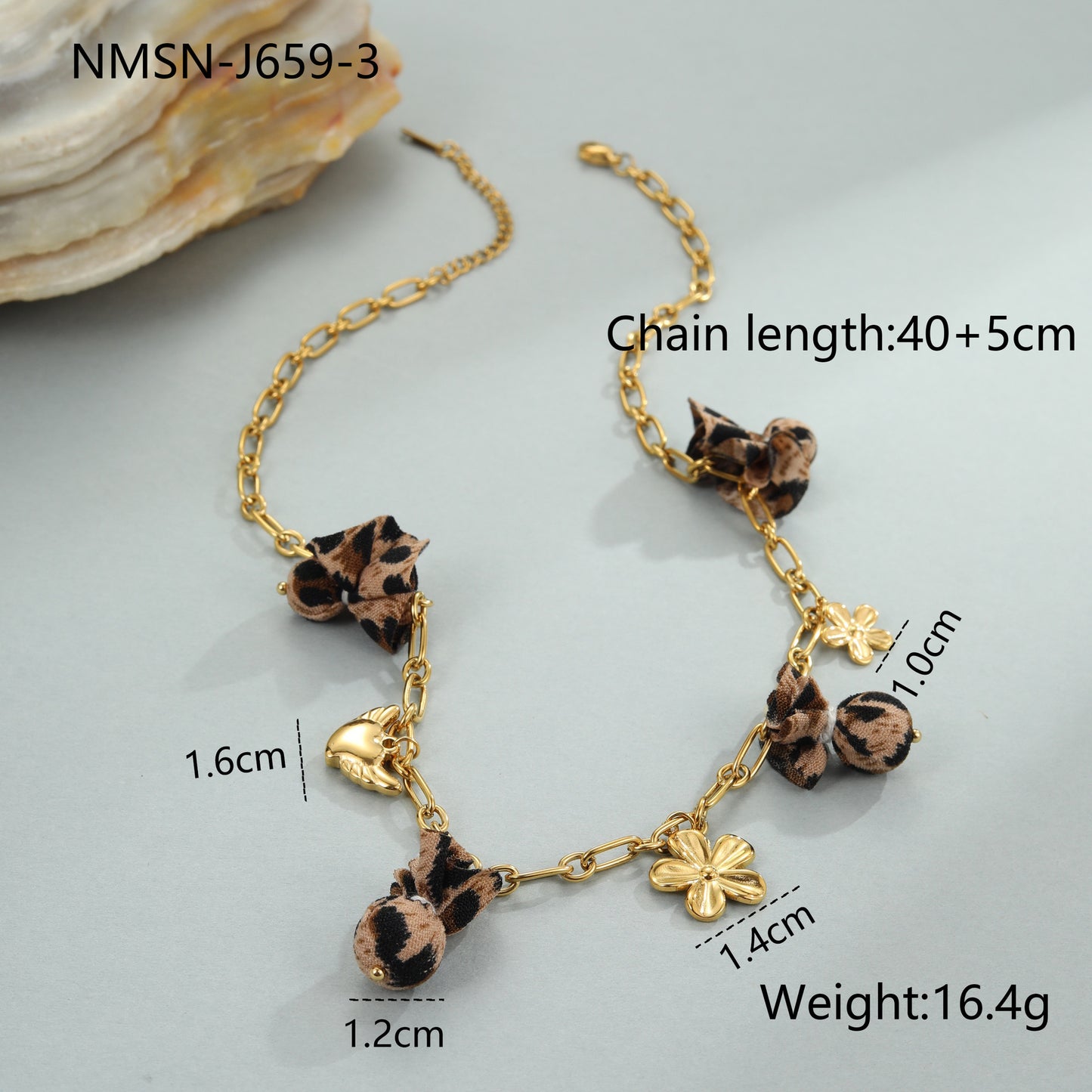 Collier Chaîne Chic Orné avec Pendentifs Léopard, Cœur et Fleurs
