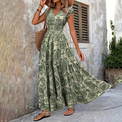 Maxi Robe Sexy à Manches Courtes