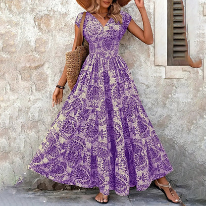 Maxi Robe Sexy à Manches Courtes
