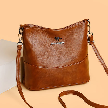 Sac à Épaule Décontracté en Cuir Souple Grande Capacité
