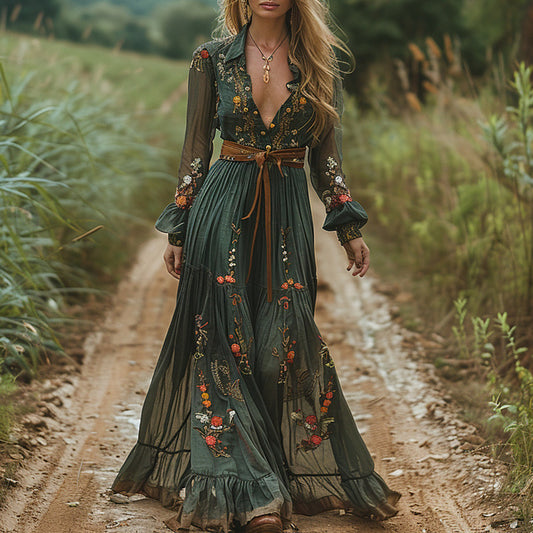 Robe Fleurie Col Revers Mode