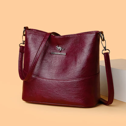 Sac à Épaule Décontracté en Cuir Souple Grande Capacité